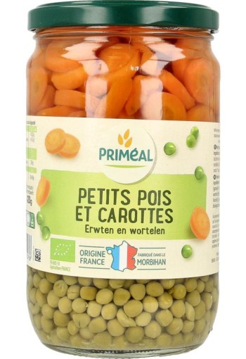 Primeal Doperwten en wortelschijfjes bio (660 Gram)