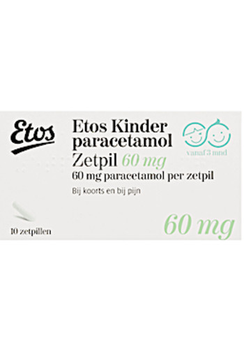 Etos Kin­der­pa­ra­ce­ta­mol zet­pil­len 60 mg 10 stuks