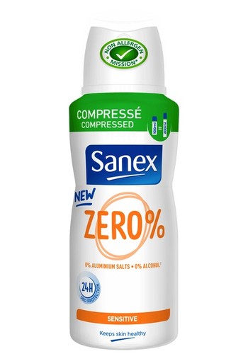 Sanex Deodorant compressed zero gevoelige huid 100 ml