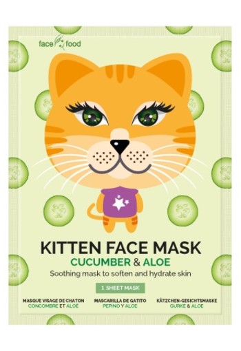 Montagne Kitten sheet face mask cucumber & aloe (1 Stuks)