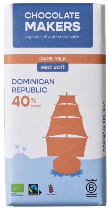 Chocolatemakers Reep tres hombres 40% melk zeezout fairtrade bio (80 Gram)