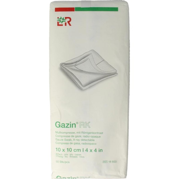 Gazin Gaaskompres 10 x 10 niet steriel 17draads 32L (50 Stuks)