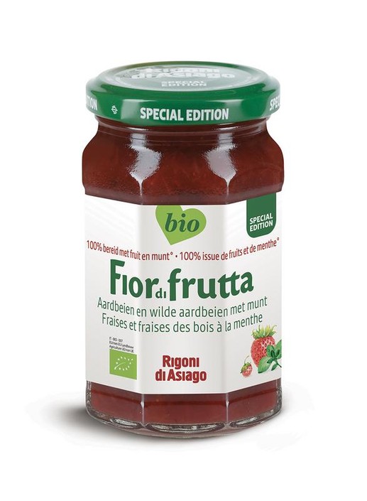 Fiordifrutta Aardbeien en wilde aardbeien met munt jam bio (250 Gram)