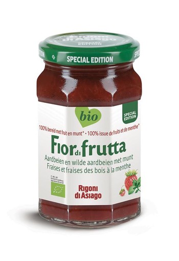Fiordifrutta Aardbeien en wilde aardbeien met munt jam bio (250 Gram)